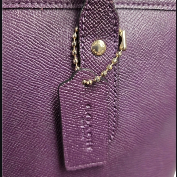 Coach City Zip Tote Purple Saffiano Leather Bag (Style Number F58846) EUC - Picture 16 of 16